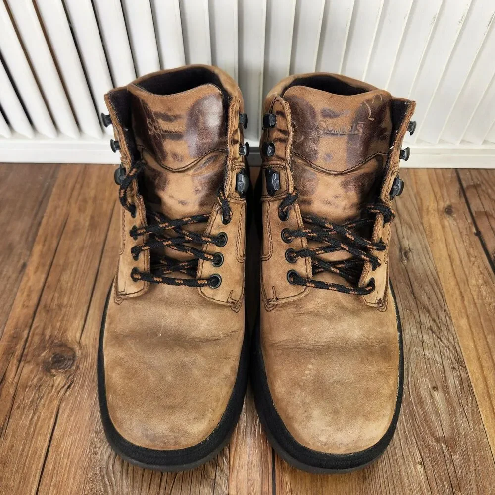 VTG Scheels Fudge Hiking Boots Mens Sz 8 Brown Leather Outfitter Trail Ankle Mid